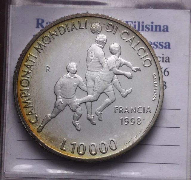 NL* SAN MARINO 10000 Lire Argento 1998 CAMPIONATI MONDIALI CALCIO come da foto