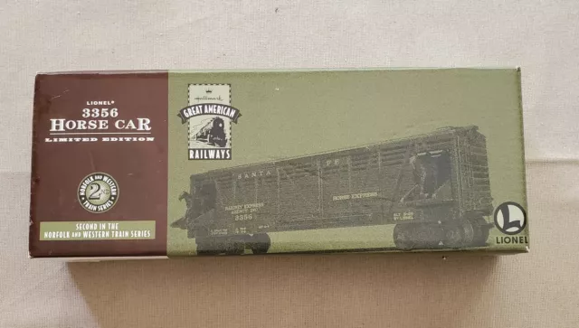 Great American Railways Lionel 3356 Horse Car Hallmark W/ COA in Box