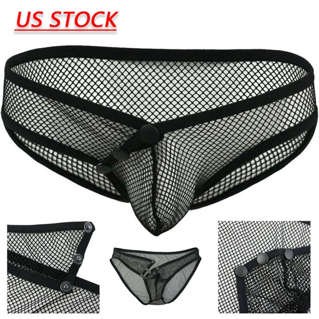 US MENS SHEER Mesh GString Thongs Panties Bulge Pouch Bikini Underwear