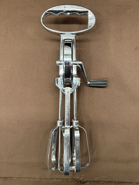 Vintage Flint EKCO Stainless Steel Egg Beater Off Grid Hand Crank Mixer