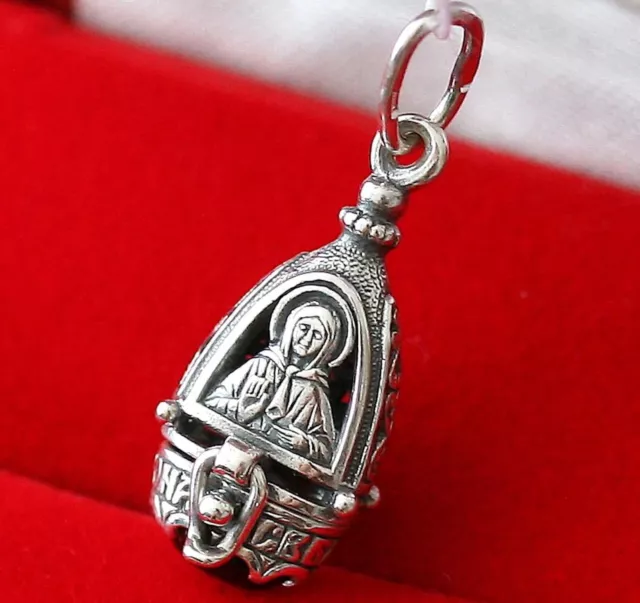 Orthodox Greek Russian Small Body Pendant Ladanka St Matrona Locket Silver925