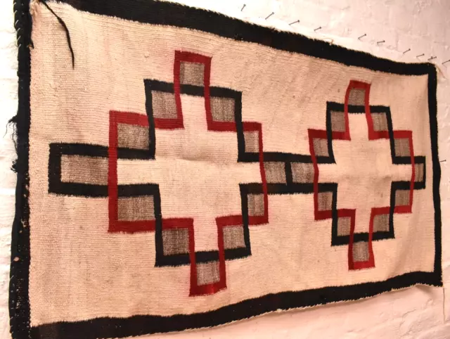 Antique Navajo Rug Native American Indian Textile Weaving 52x28 Transitional VTG