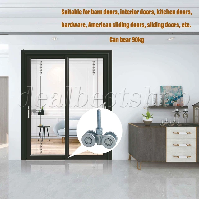 2x Barn Door Rail Hanger Trolley Sliding Door Track Roller H3-3 w/ Connectors