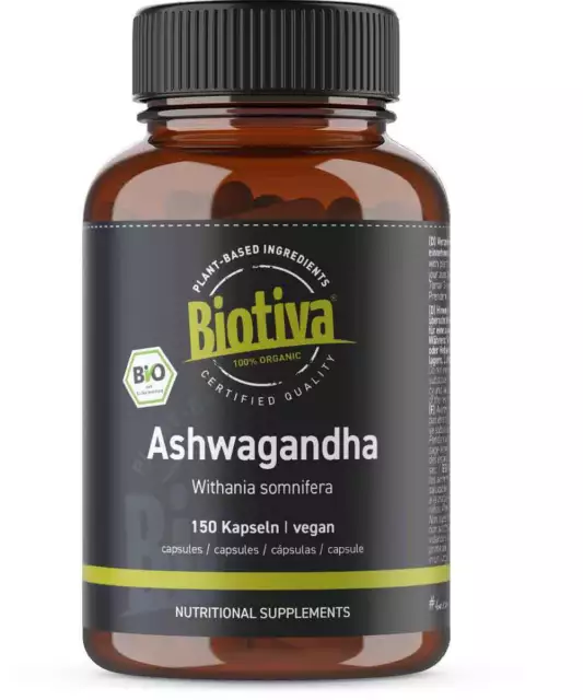 Ashwagandha 150 Kapseln (Bio) Biotiva (166,56 EUR/kg)