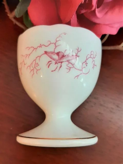 Coalport Egg Cup Cairo Pattern Pink Butterfly Gold Footed Staffordshire England