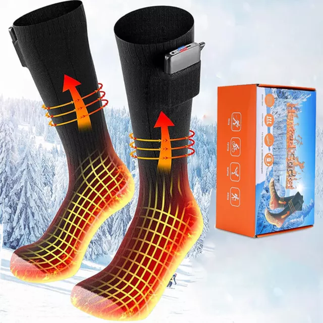 Men Women USB Electric Heated Super Warm Socks Rechargeable 5000mAh Battery Gift