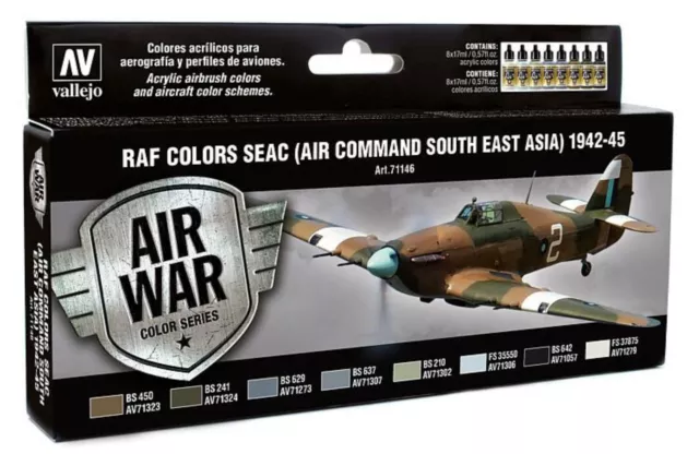 Vallejo 71146 (161,69€/l) Farb-Set RAF SEAC 1942 - 1945 8 x 17 ml