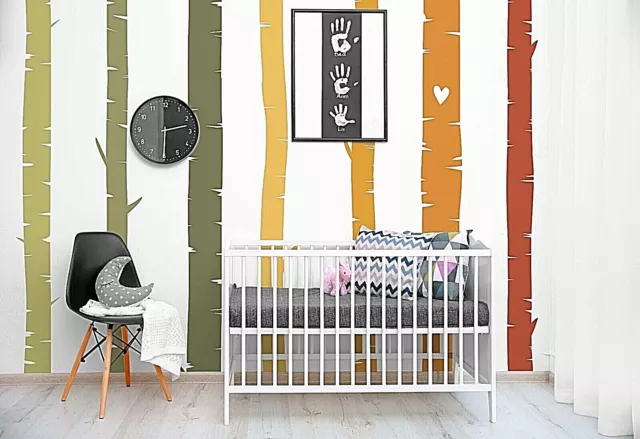 Colorful Birch Tree Wall Rainbow Wall Decals, Stickers, Wall Art Decoration 489