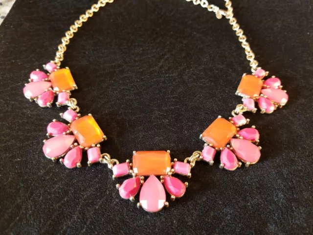 Gorgeous pinks and orange jeweled goldtone collar necklace by Premiere Designs