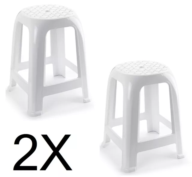 2X Taburete silla de plástico asiento cómodo banco jardín camping