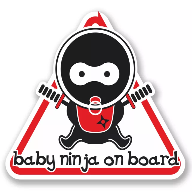 2 x 15 cm Baby Ninja an Bord Vinyl Aufkleber Auto lustiger Witz Kinder Geschenk Aufkleber #5079