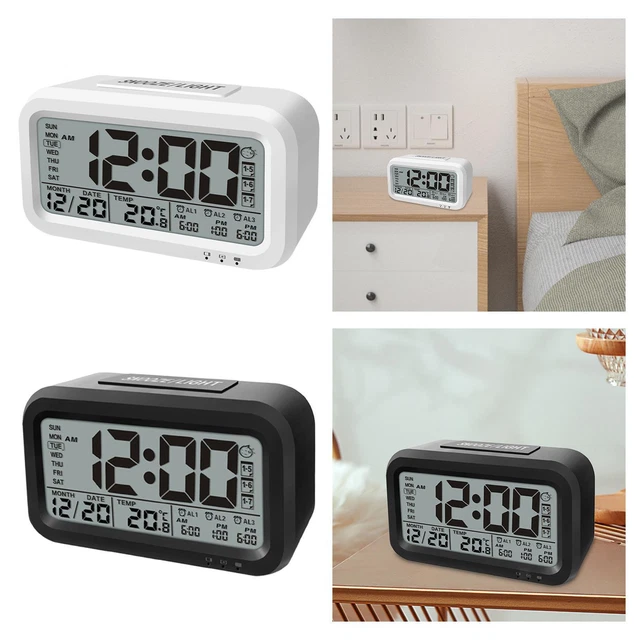 Digital Alarm Clock Electronic Desk Clock LCD Display Snooze Bedside Clock