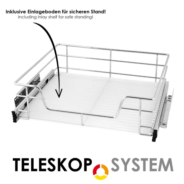 bremermann Teleskopschublade | für 60cm-Schrank | Küchenschublade | Einlegeboden 3