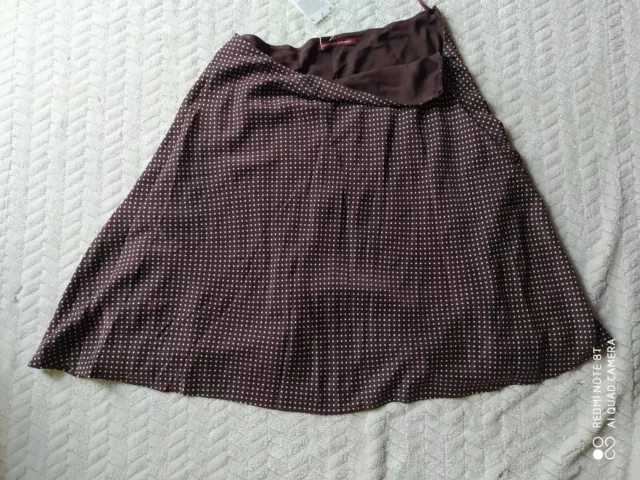 JUPE COMPTOIR DES Cotonniers marron soie taille 42 EUR 25 00