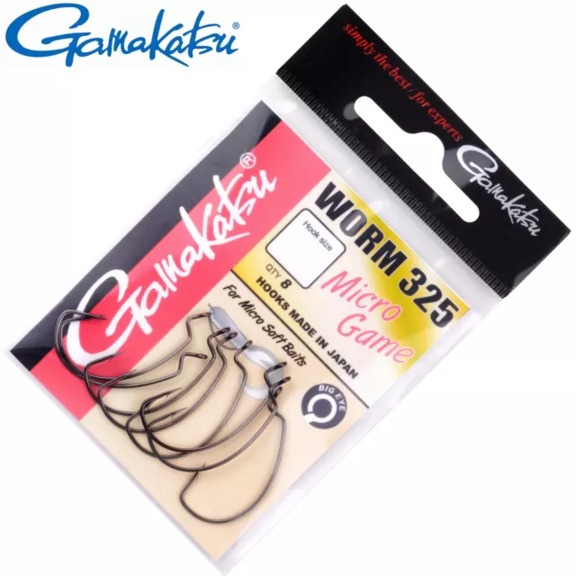 Gamakatsu Worm 325 Micro Game - 8 Offset Haken zum Spinnfischen, Offsethaken
