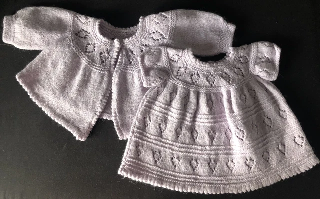 2 pezzi abito bambina fatto a mano 0-3 mesi
