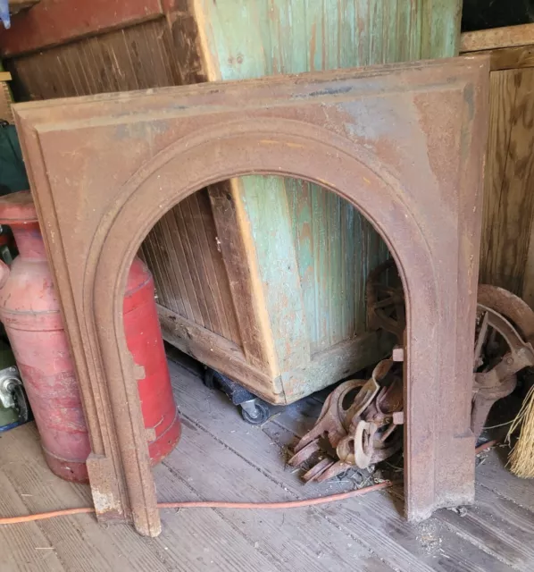 Antique Arched Opening Cast Iron Fireplace Surround 32T X 30W
