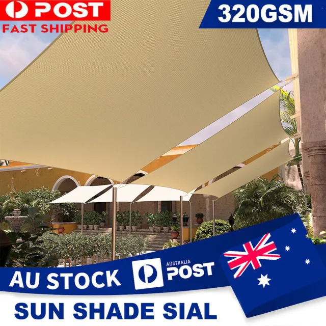 Waterproof Rectangle Sun Shade Sail 98% UV Block 320 GSM Extra Heavy Duty