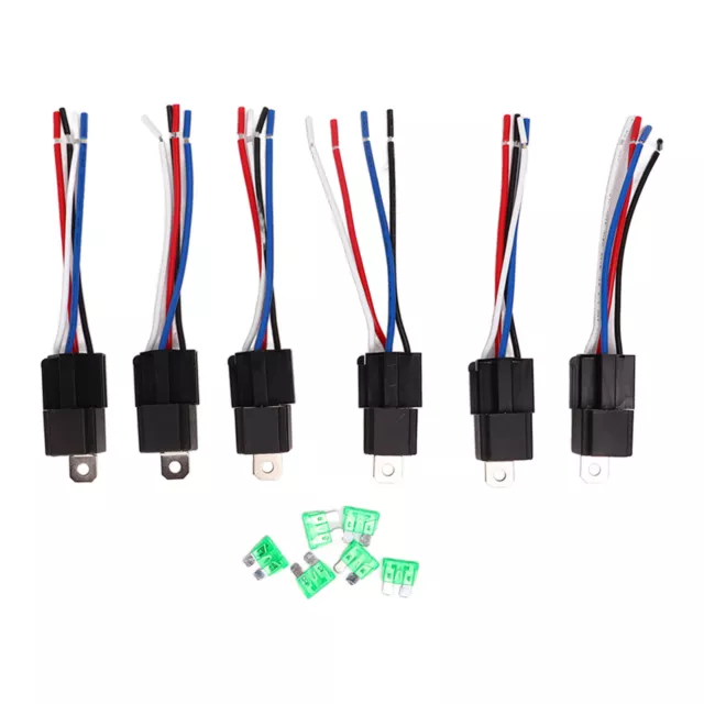 6pcs Automotive 4 Pin Relay Kit With Fuse 30A 12V Waterproof Relay Harness For✧
