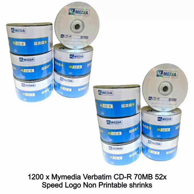 1200 wörtlich leere CD-R Mymedia Logo 52x CD Discs 700MB 80 Min. schrumpfen Kuchenwanne