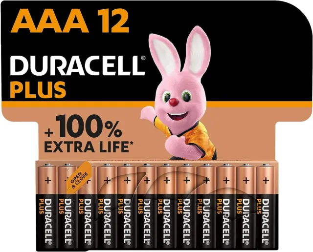 12 x Duracell AAA Plus Power Alkaline Batteries LR03, MN2400 Longest Expiry UK