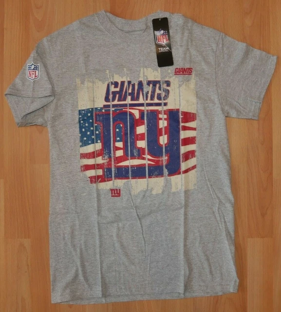 T-Shirt Fanwear Nuova/Imballo Originale: Nfl Ny New York Giants! Abbigliamento Squadra! Bandiera Usa! S-Xxl