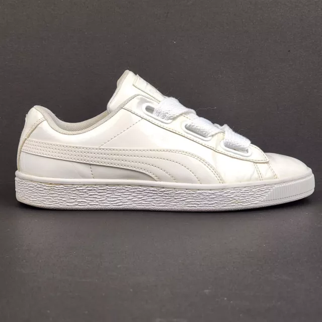 PUMA WOMENS BASKET Heart Patent White Shoes Sneakers US 9.5 UK 7 ...