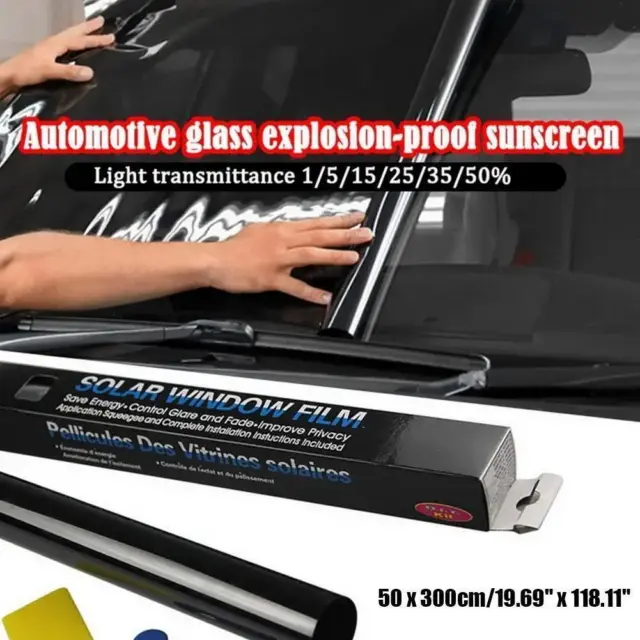 Black Sun Strip Fade Visor Tint Tinting Film Windscreen Car DIY Van Decal V6Z7 2