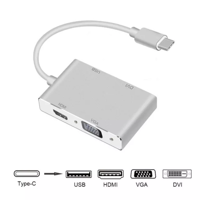 USB-C to HDMI / DVI / VGA External Graphics Video Card Adapter USB 3.0 4K x 2K