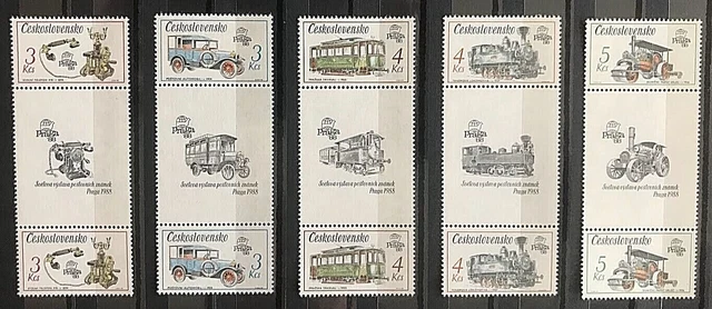 Tschechoslowakei 1987, Mi. Nr. 2911 - 2915 - 2er Streifen mit Zf, postfrisch