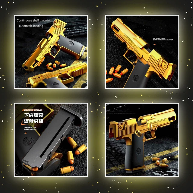TOY GUN GOLDEN Desert Eagle Pistol Realistic Soft Dart Bullet for Kids