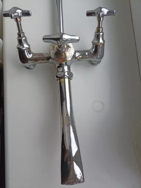 Antique 1920 Swedish filler shower chrome brass tub faucet mixer MORA