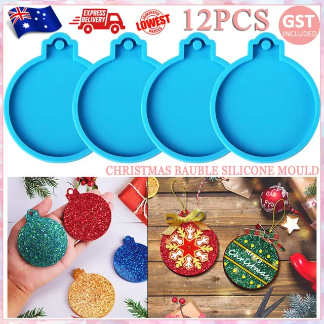 12X Christmas Bauble Silicone Mould Resin Mold Plain Round Circle DIY Crafts AU