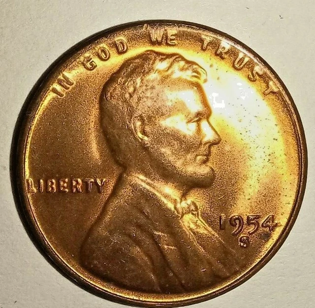1954 S Usa Lincoln Head Penny - Small Cent - One Cent Coin - Wheat 1954-S - Bu