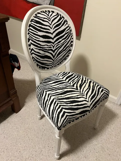 Ballard Designs Custom French Louis upholstered Dining Chair Side Tiger Zebra