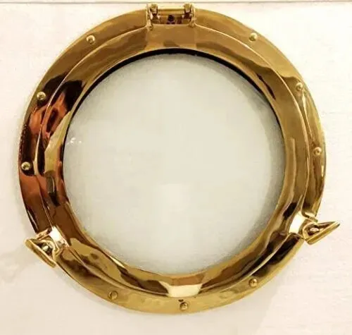 15" Antique Maritime Brass Porthole Nautical Ship Boat Home Decor Glass Frame