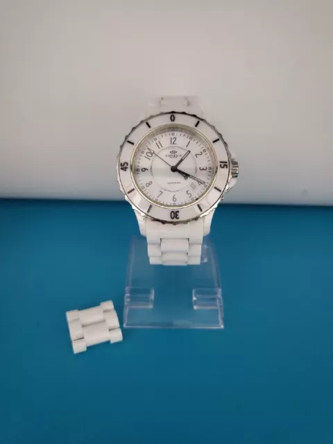 Oniss Paris Sapphire White Crystal Porcelain Watch with  Date( Watch 5076