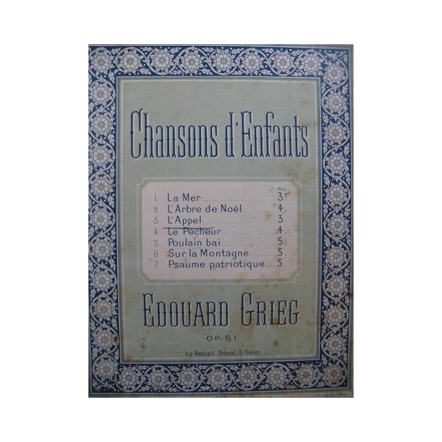 GRIEG Edvard L'Appel Chant Piano ca1895