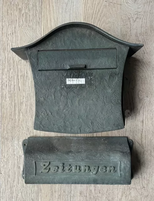 Bronzeschrott, alter Briefkasten mit sep. Zeitungsfach, insg. 27,1 Kg Bronze