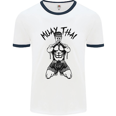 MUAY Thai Combattente Arti Marziali Miste MMA Da uomo Bianca Ringer T-shirt 2