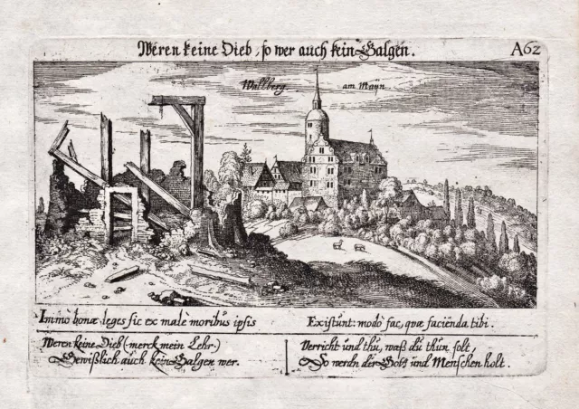 Wallburg Eltmann Unterfranken Bayern engraving Kupferstich Meisner 1630