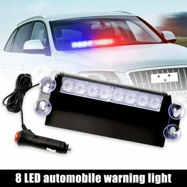 8 LED para automóvil rojo/azul luz estroboscópica 6 modos advertencia policial lámpara de tablero intermitente