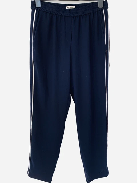 ME EM WOMENS NAVY White Double Side Stripe Jogger Sporty Trousers