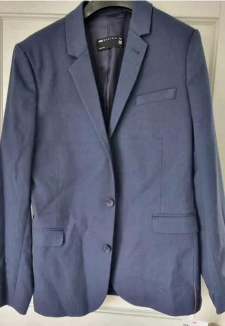 Asos Wedding Super Skinny Suit Jacket In Navy Micro Texture- Size 42R