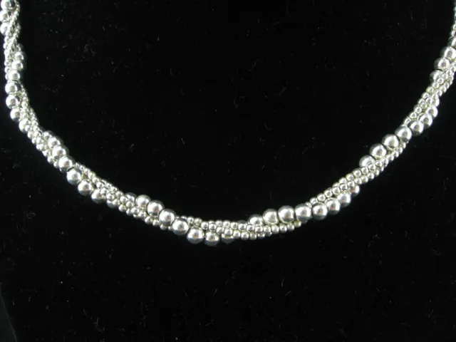 FAS Twisted Bead Sterling Silver 925 Necklace 16-19", 26.43 grams