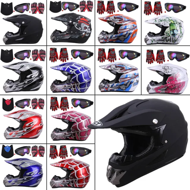 DOT Youth Adult Helmet Child Kid Motorcycle Full Face Dirt Bike ATV UTV S M L XL