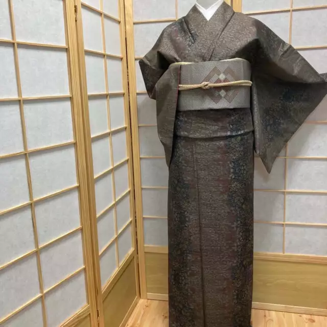 8973# kimono japonés Vintage Pure Silk Robe Kimono tradicional solo se...