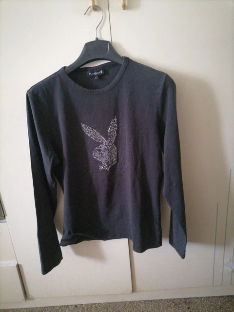 PLAYBOY MAGLIA UOMO top usato M nera manica lunga coniglietta rosa T8063 EUR 20 00 PicClick IT