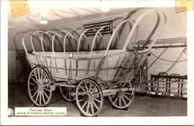 Museum Science & Industry Conestoga Wagon Chicago Illinois RPPC Photo Postcard