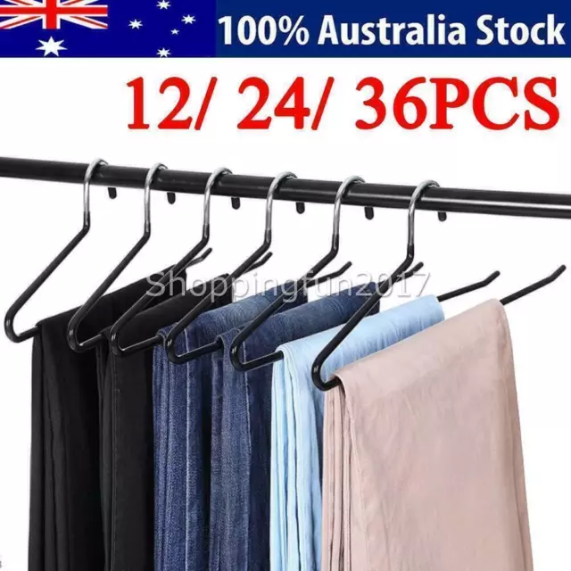 12-36PK Clothes Hanger Pants Ties Trouser High Quality Organizer Scarf Coat Rack